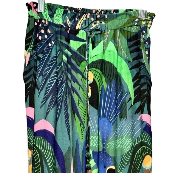 Farm Rio Anthropologie Tropique Tropical Bird Printed Elastic Waist Pants - Picture 6 of 14